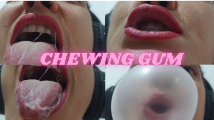 Chewing a gum and bubbles