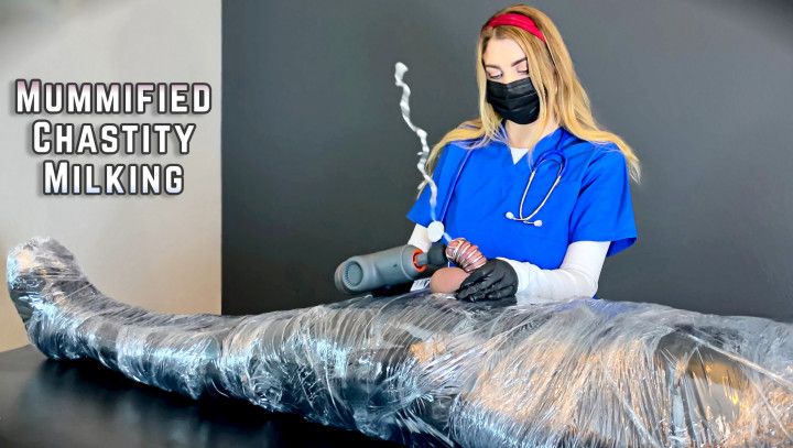 Mummified Patient Gets Milked In Chastity By Nurse Kitty