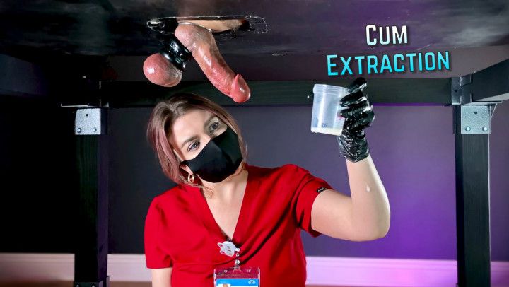 Cum Clinic Nurse Collects A Huge Sample Under Milking Table