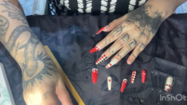 Putting my long nails and watching series