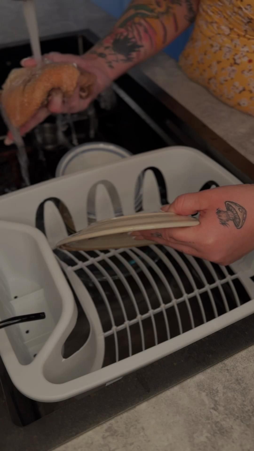 TradWife Rinses Dishes in Yellow Sundress MOBILE