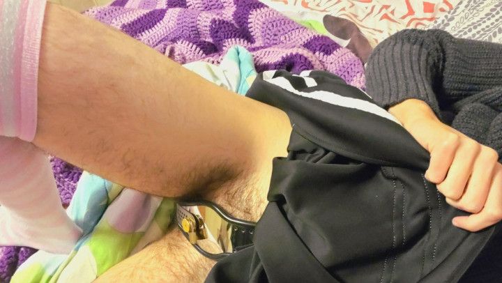 Femboy Pee Desperation in Thigh-Highs and Chastity Belt