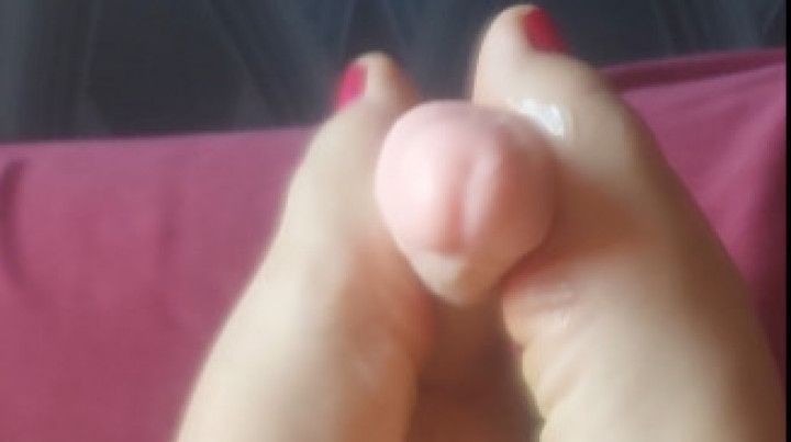 Mummy plays with your cock, with her feet