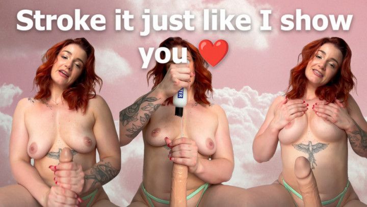 girlfriend shows you how to stroke with big dildo - JOI