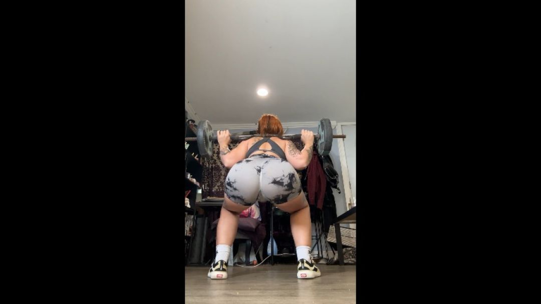 Horny leg day naked squatting and dildo masturbation HD