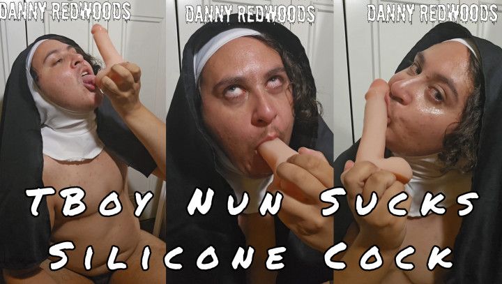 4K Devoted TBoy Nun Sucks Silicone Cock