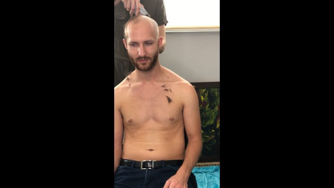 Hot Woman Shaving Guy's Head