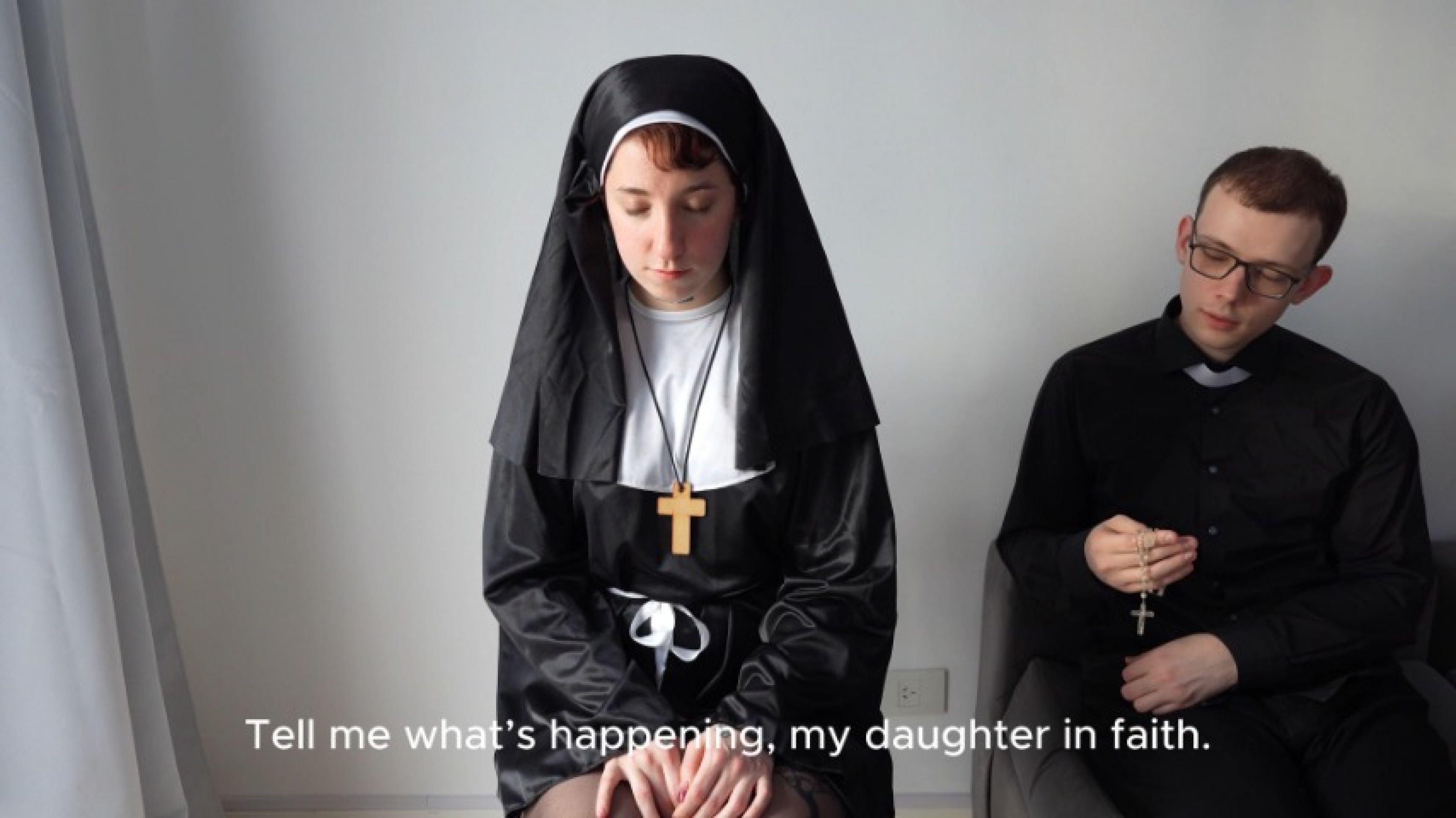Two nuns joins into a threesome instead of church