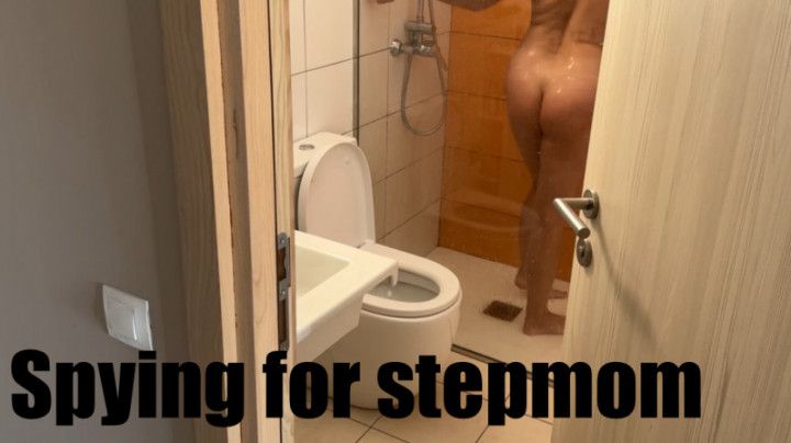 POV step-son spying for step-mom in the shower and jerk off