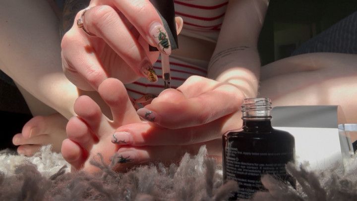 Painting My Toes With Clear Nail Polish For You - SFW