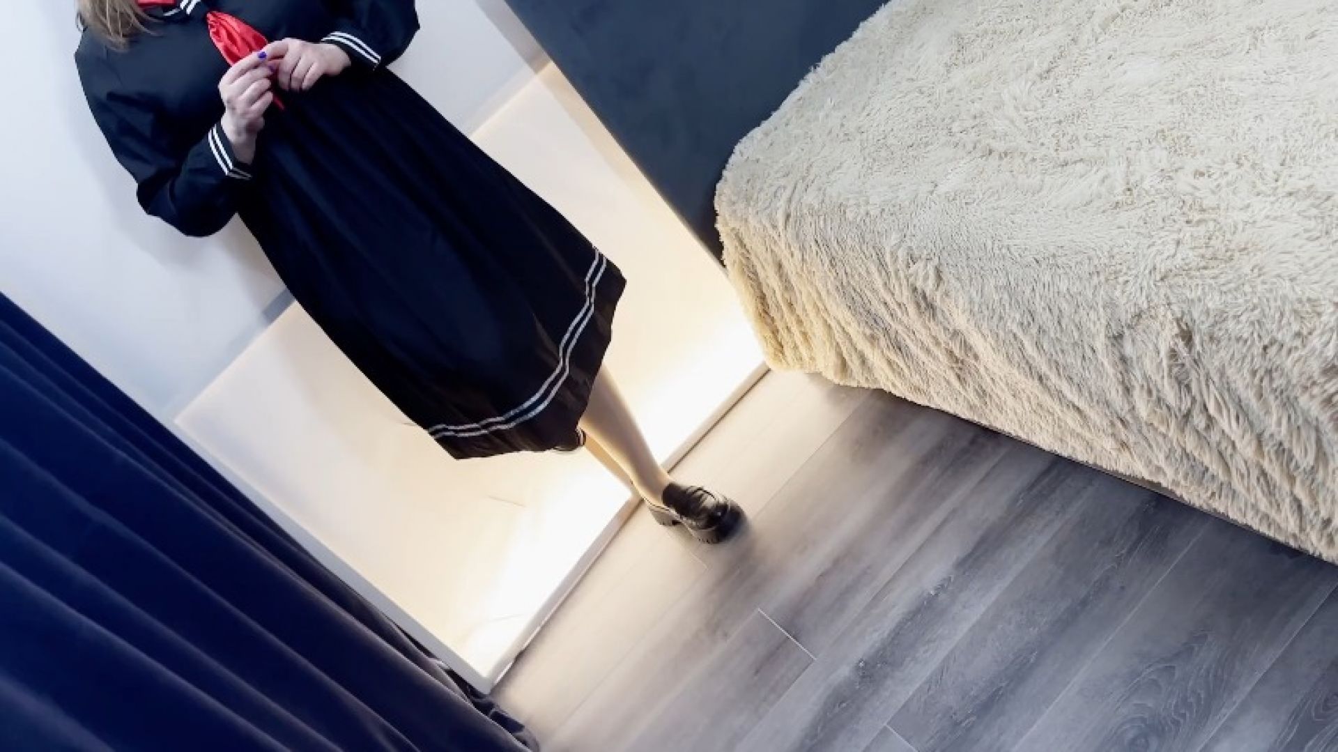 Domination in School Uniforms. Footjob