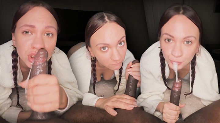 POV Blowjob: Blowing Bubbles on Big Dick + Swallow Cum