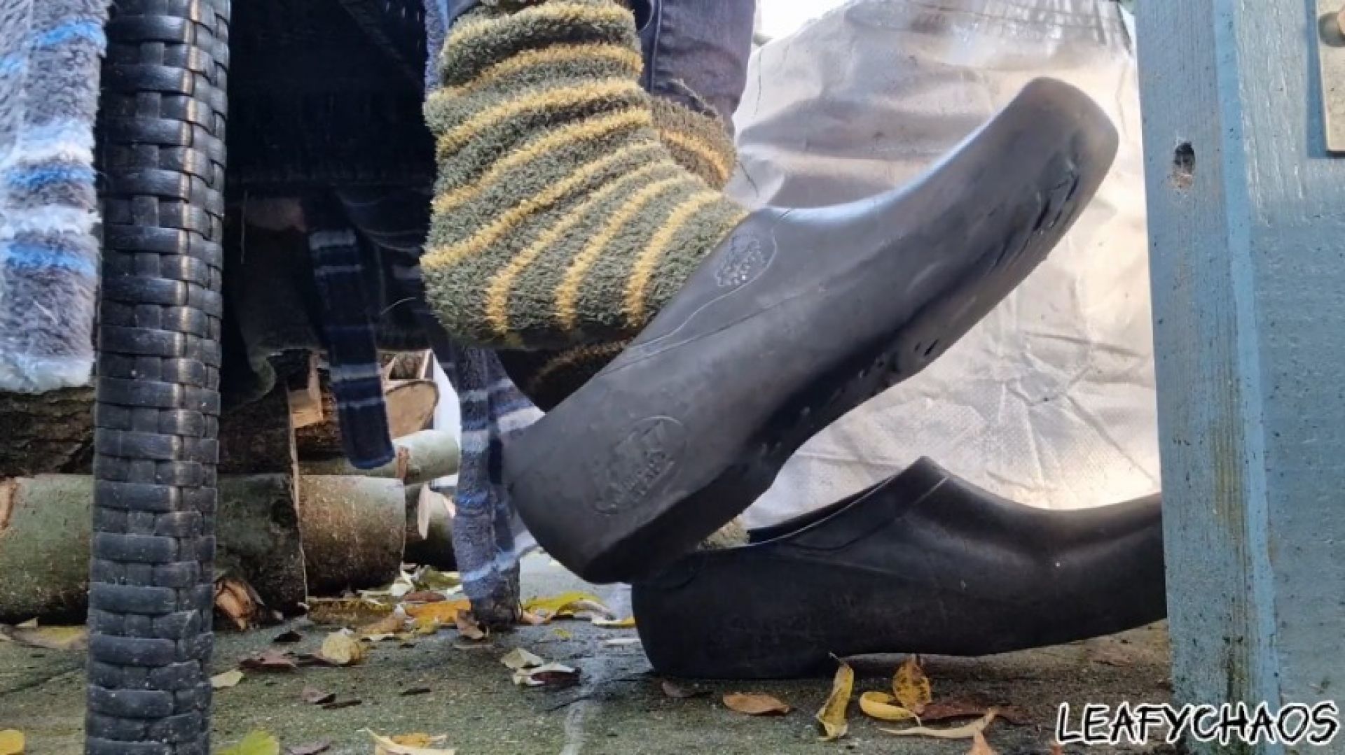 Playing with step-daddy's shoes