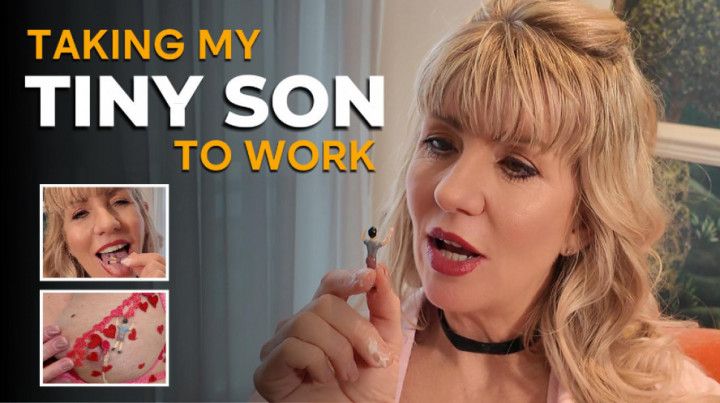 Giantess: Taking My Tiny step-Son To Work In My Bra
