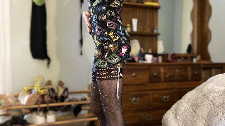 Strip Tease for step-Daddy in Stockings, Short Dress &amp; Heels