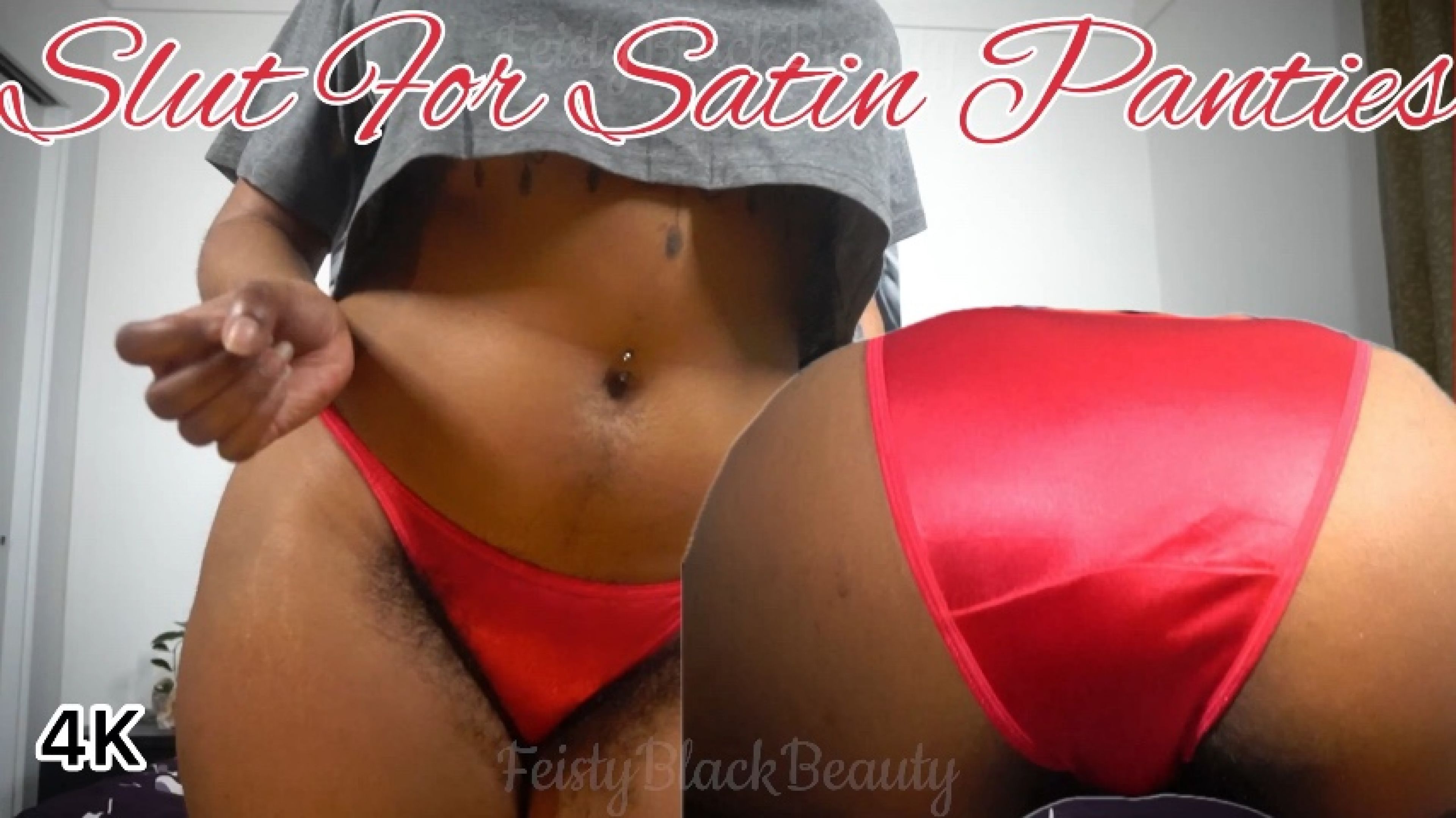 Slut For My Satin Panties: Hairy Ebony Panty Fetish JOI 4K