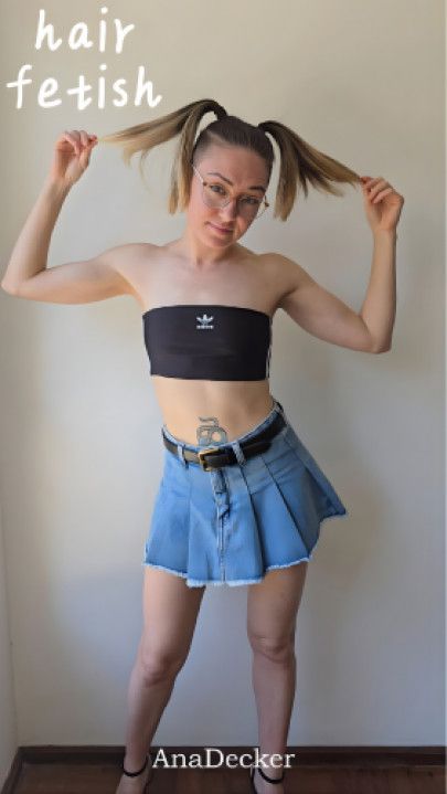 5-HAIR FETISH - PONYTAILS - Blonde cute pretty petite