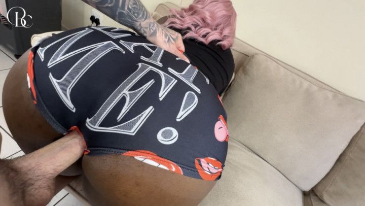 Ebony Girl Begs to Get Fucked Through a Hole in Her Shorts