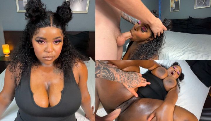 Thick Ebony Girl Gets Facefucked and Creampied