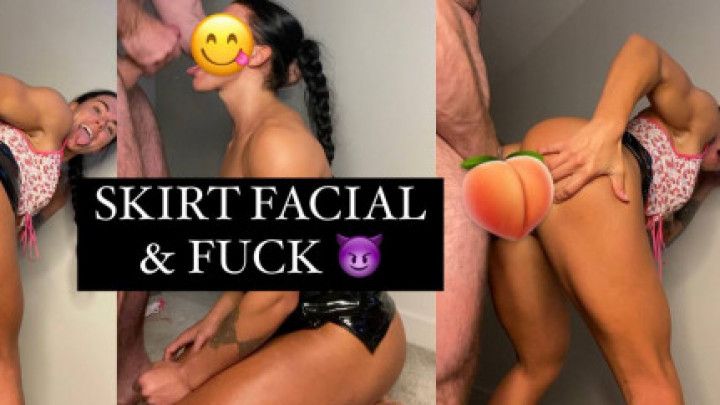 Facial & Fucking, Leather Skirt, FBB
