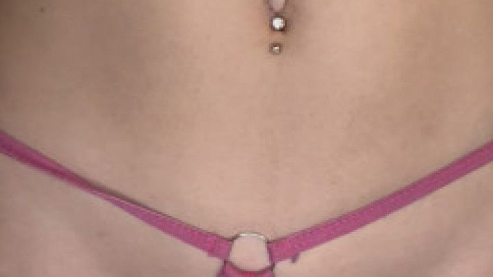 Dildo fucking with white thong pulled to the side