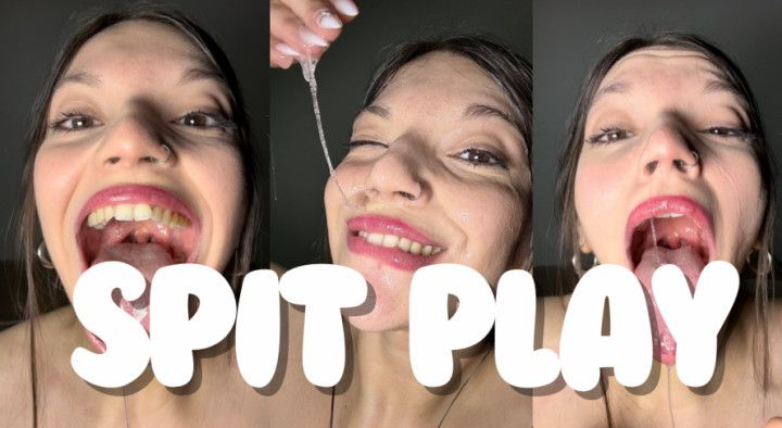SPIT PLAY and CUM BEG: COVERING MY FACE AND TONGUE IN DROOL