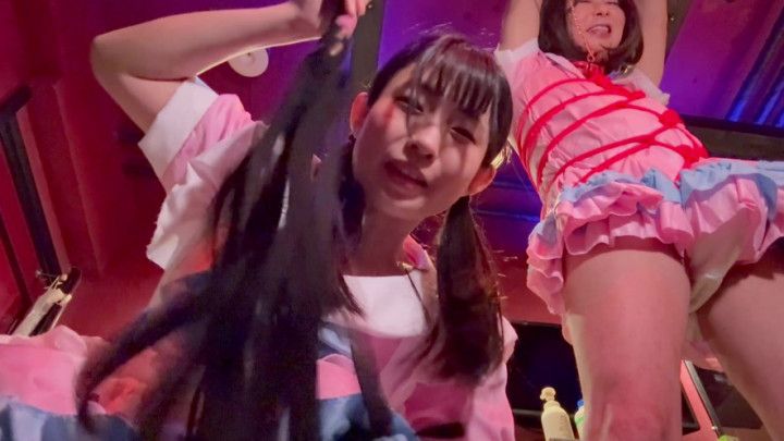 Rina and mako Rina is tied up and whipped with a rose whip