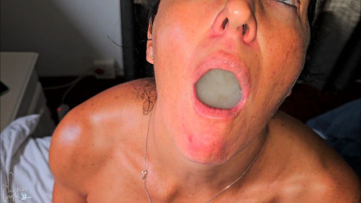 Very messy condom cum bukkake party