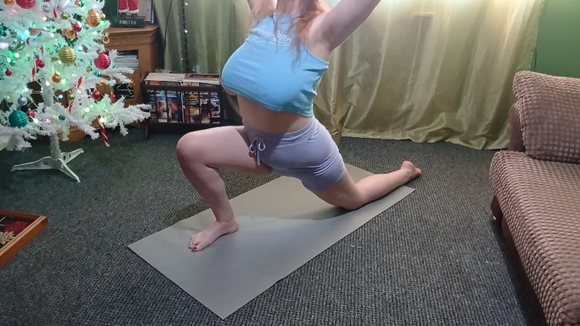 Curvy Redhead Practises Yoga
