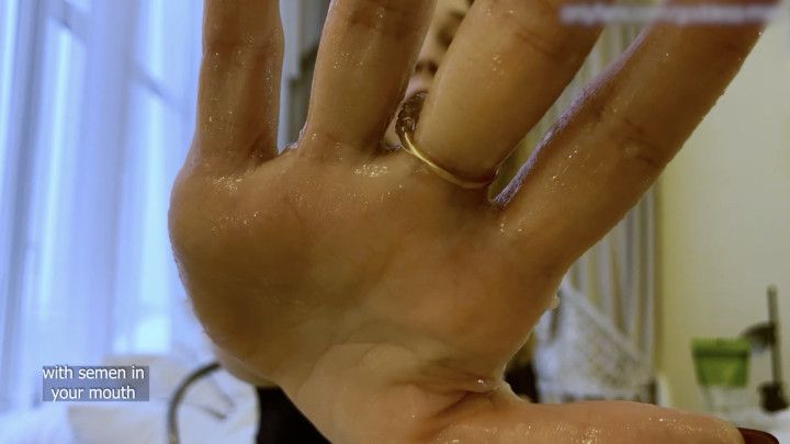 Lick it off my hand, cuckold