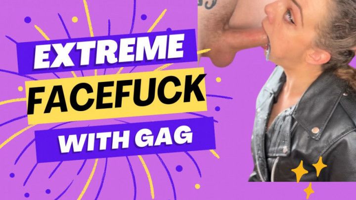 Extreme Facefuck Wearing Gag, Cum in Wide-Open Eyes