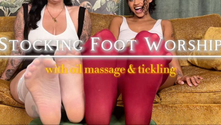 Worship Our Nylons: Oil massaging + Tickling