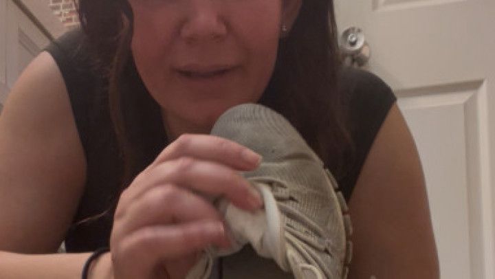 Smelly dirty gym sneaker show off
