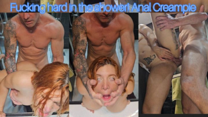 Fucking hard in the shower! Anal Creampie