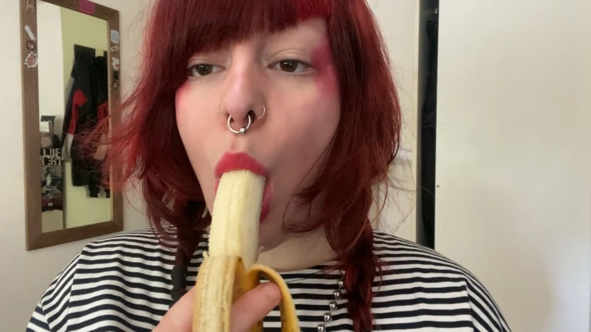 Eating a banana