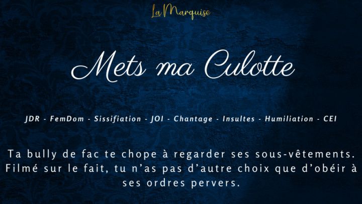 Mets ma Culotte - French JOI Humiliation Sissy