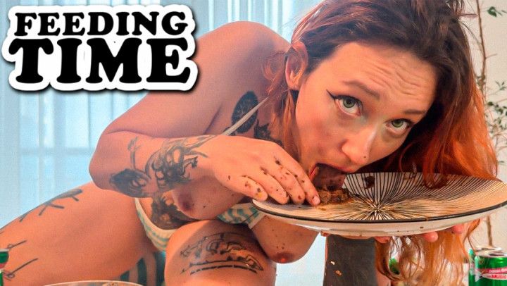 Feeding Time for Hot Busty Redhead Girl