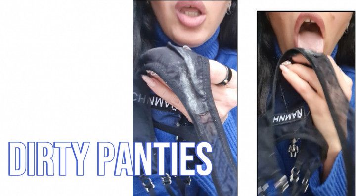 Dirty panties licking and smelling outdoor