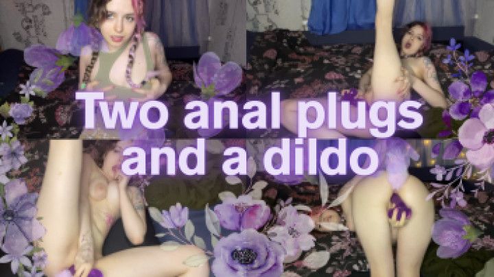 Two anal plugs and a dildo