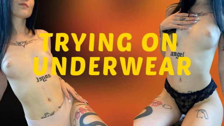 Trying on underwear