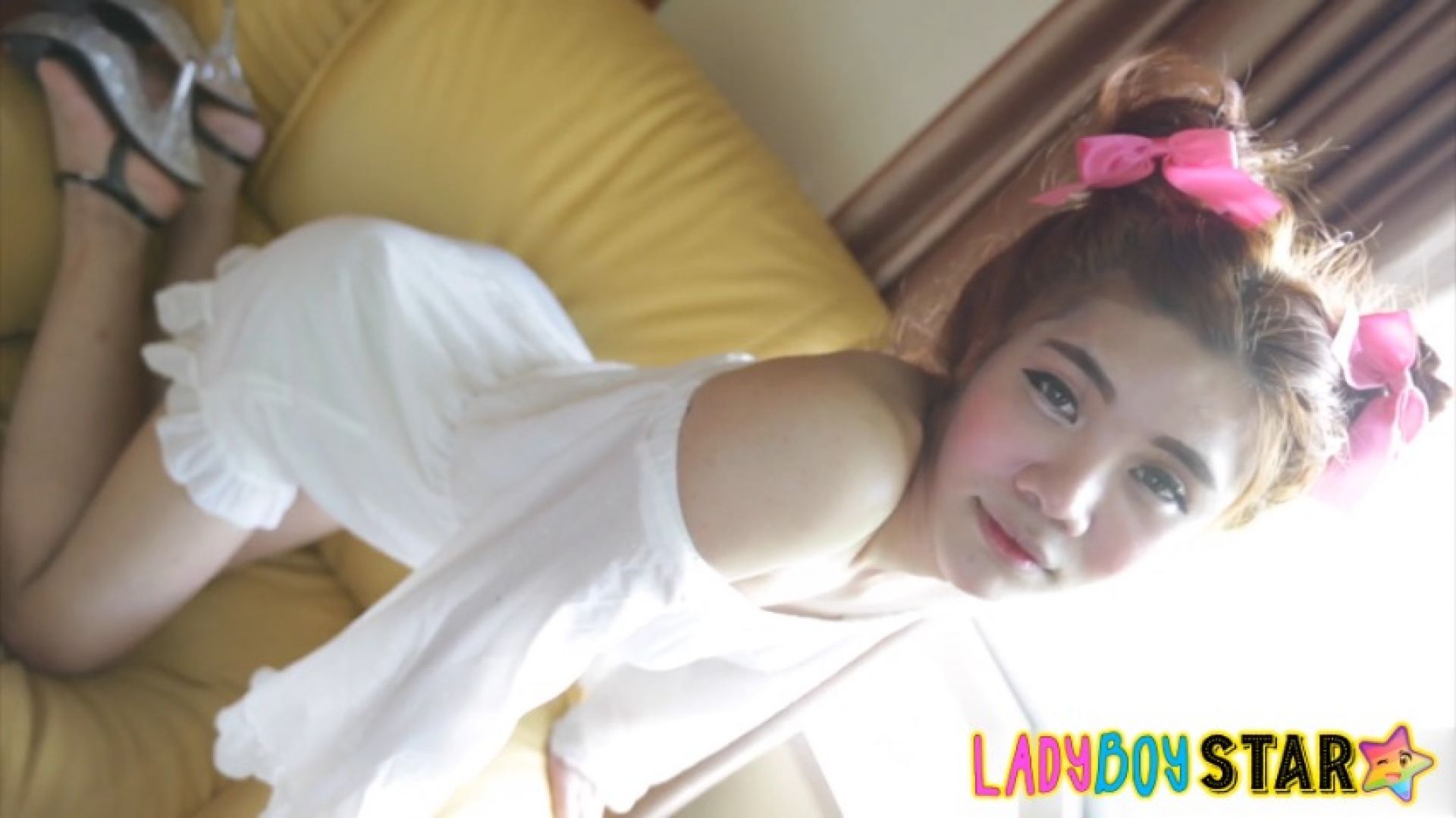 Ladyboystar - Cute ladyboy with red hair gets her five minut