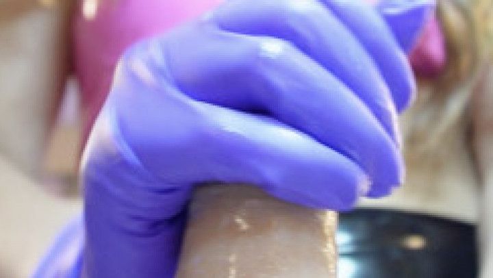 Glove Fetish: Purple nitrile gloves jerking you off
