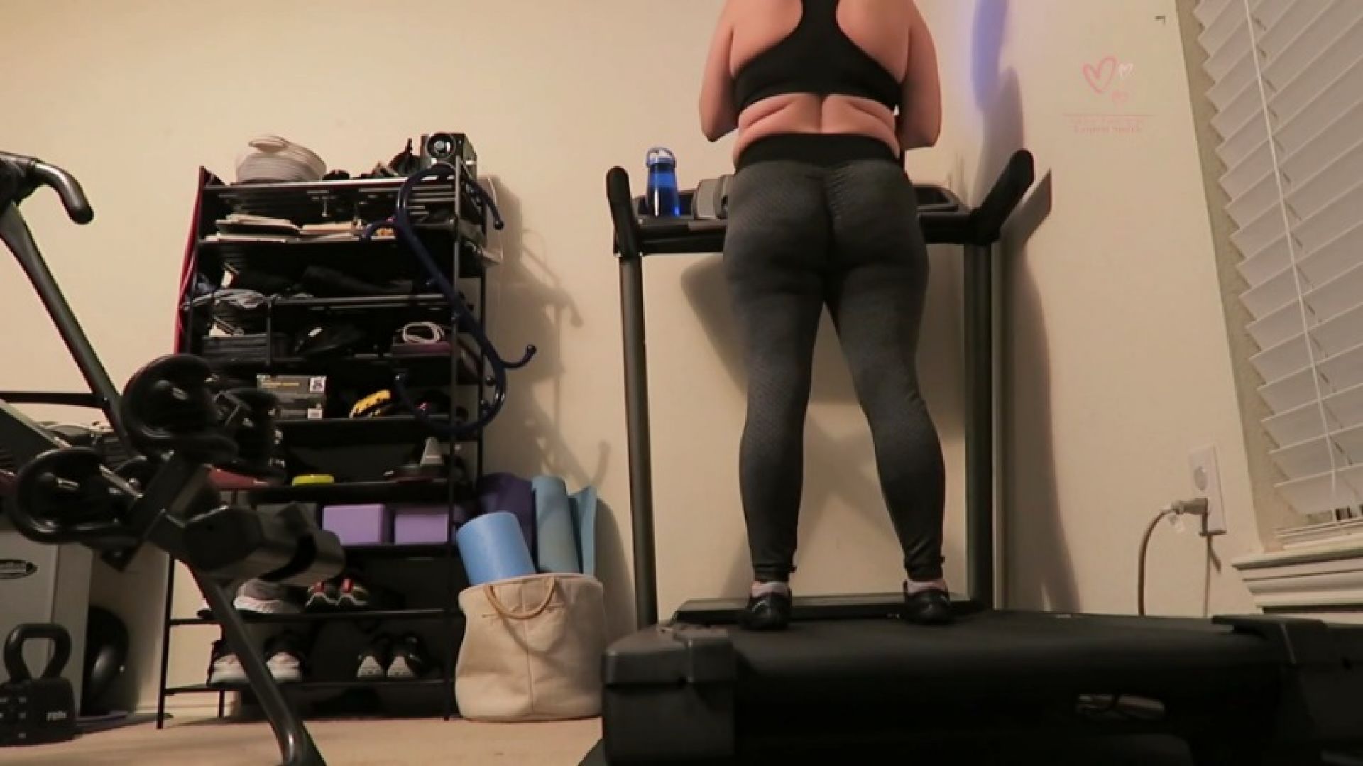Early Morning Treadmill Run In Yoga Pants