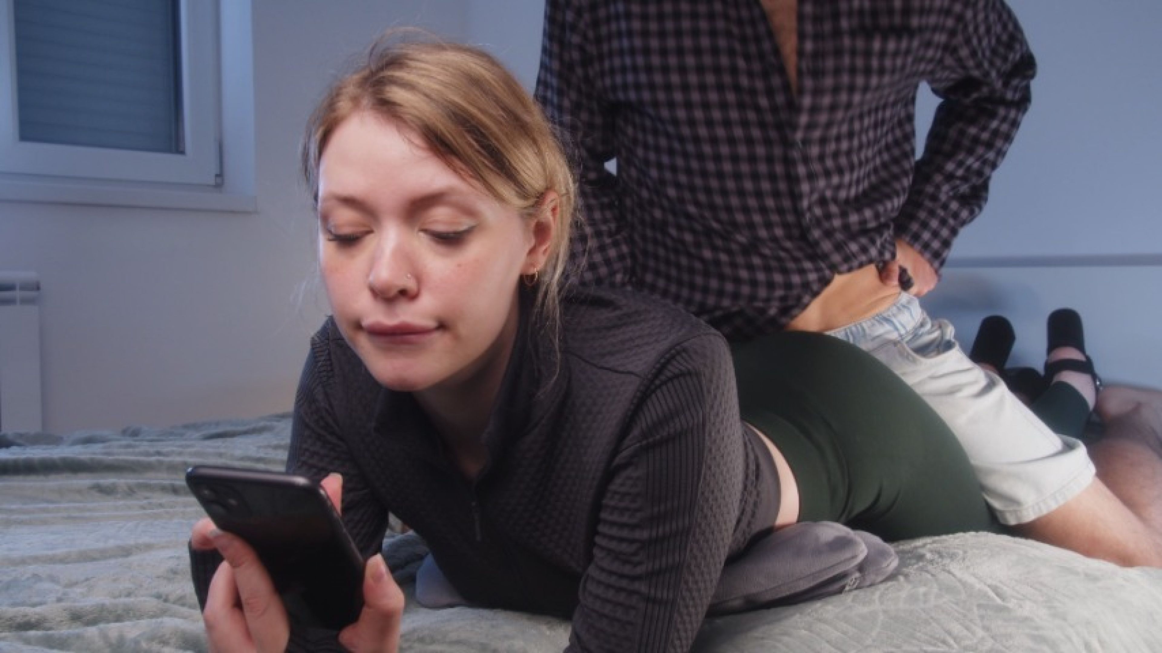 Young step-mom in Yoga Pants: Ignoring step-sons Dry Hump