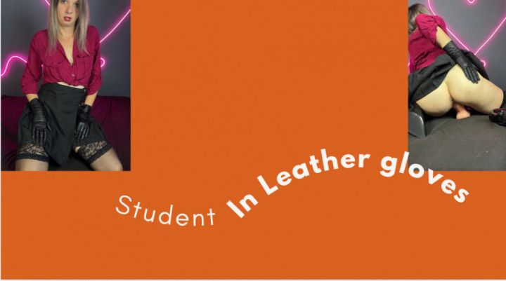 student in leather gloves