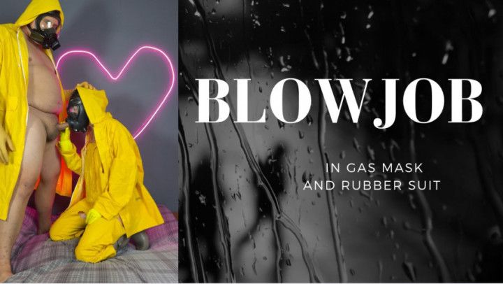 blowjob in gas mask in rain suit