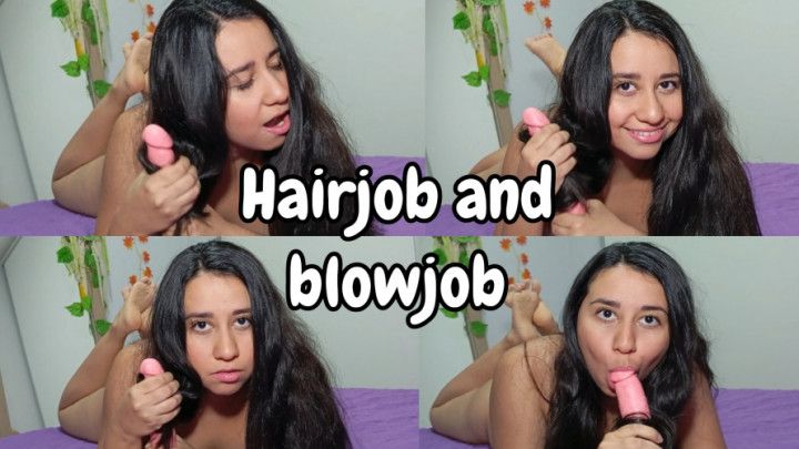Thick black hair hairjob and blowjob