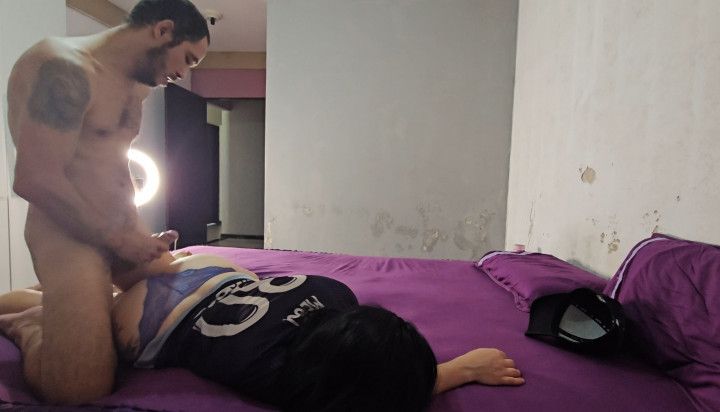 Married amateur arrives from the stadium excited and gives a