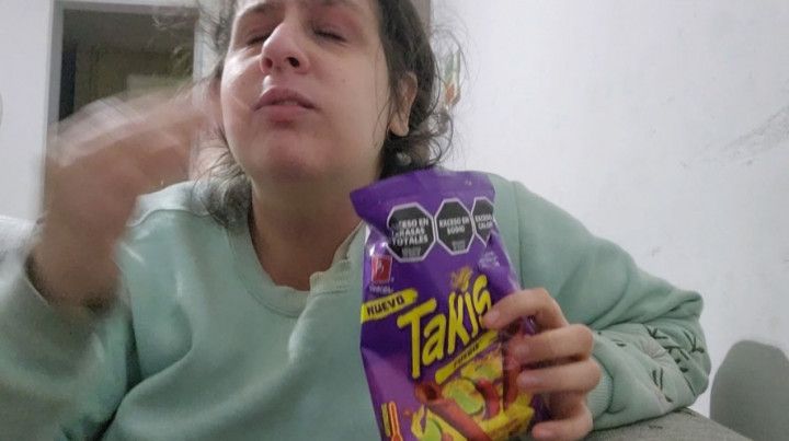 My tongues on fire from these spicy Takis