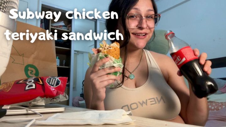 15cm Subway Chicken Teriyaki Sandwich, and burps